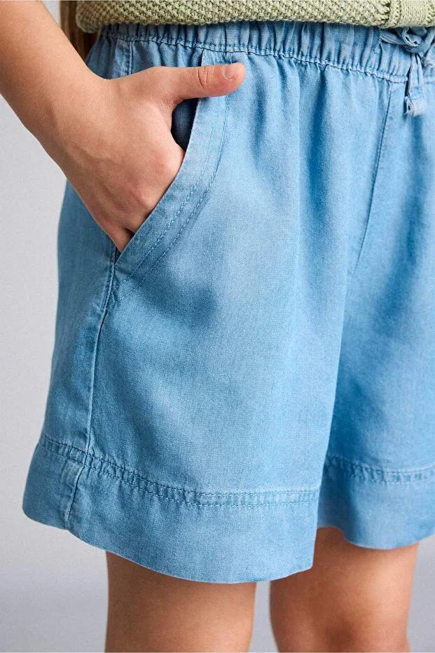 Детские шорты для девочек джинсовые Drawstring waist above knee length light blue shorts girls g6381a826sm Defacto, Blue-Nm39 — фото 4