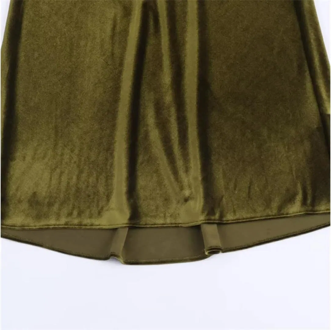 Женское вечернее платье А-силуэта с V-образным вырезом Luxury, Army Green — фото 4