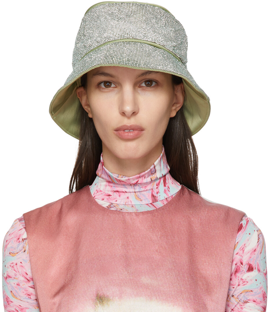 

SSENSE Эксклюзивная зеленая панама из кристаллической сетки KARA