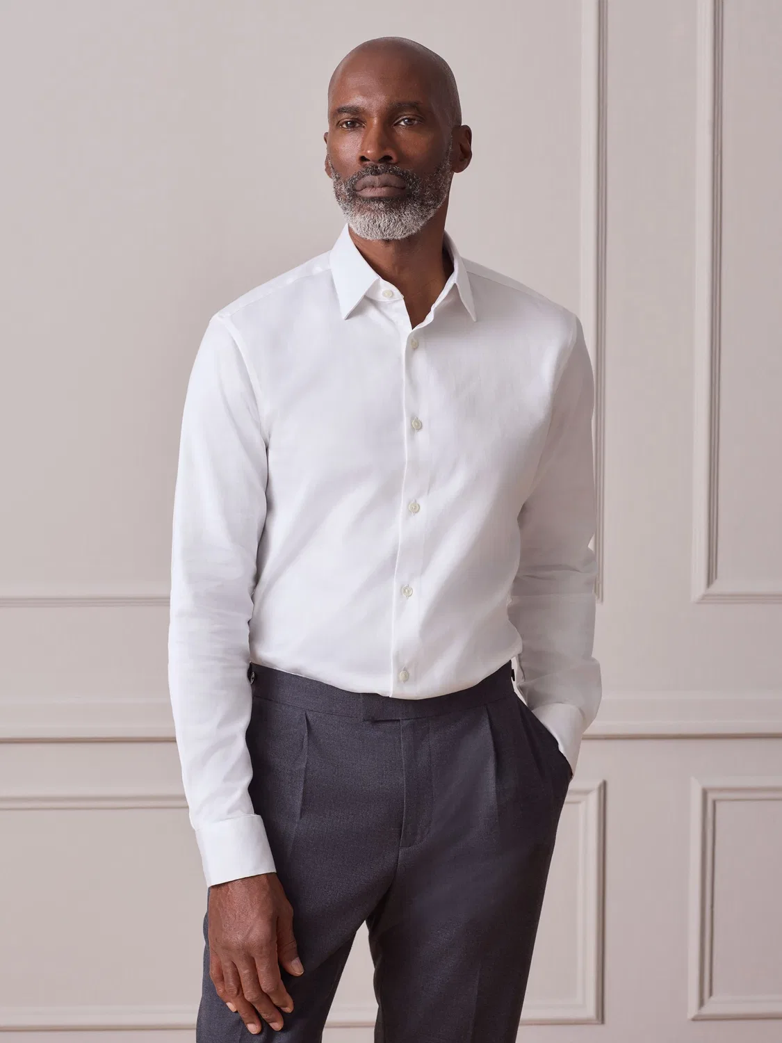 Рубашка с длинным рукавом, Slim Fit, Signature Next, белая