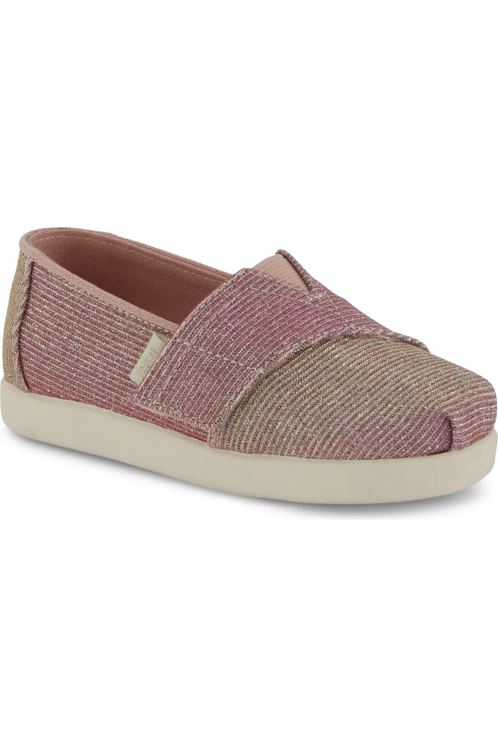Детские кеды slip-on на регулируемой липучке Alpargata TOMS, Rose Glitter Corduroy