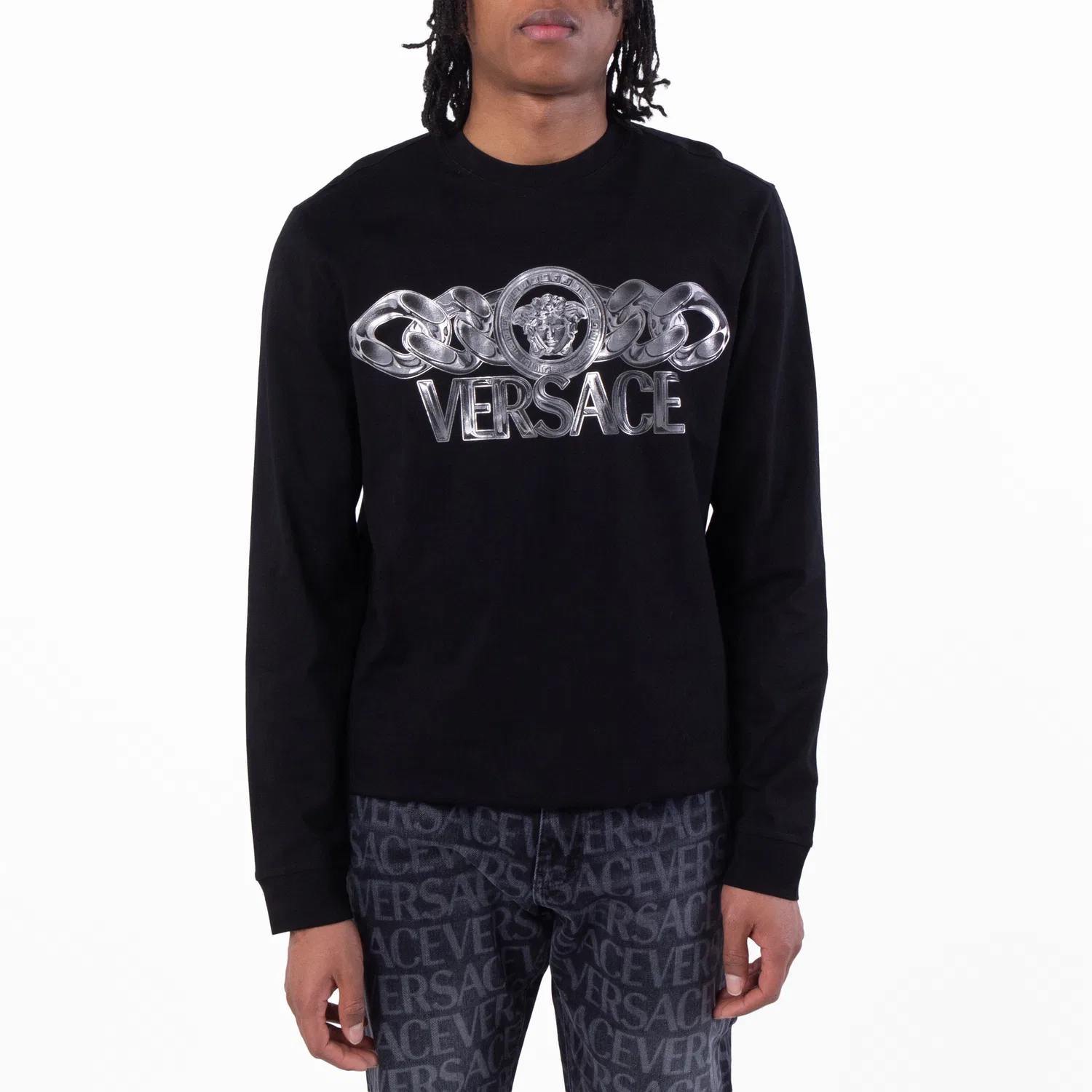Футболка с длинным рукавом Medusa On Chain Versace, Black Print
