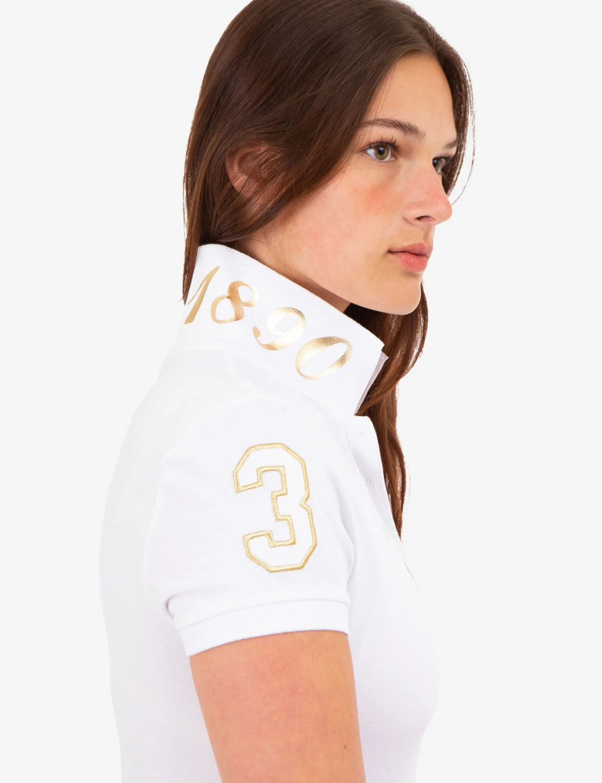 Женская футболка-поло U.S. Polo Assn. USPA Metallic Print, белый — фото 3