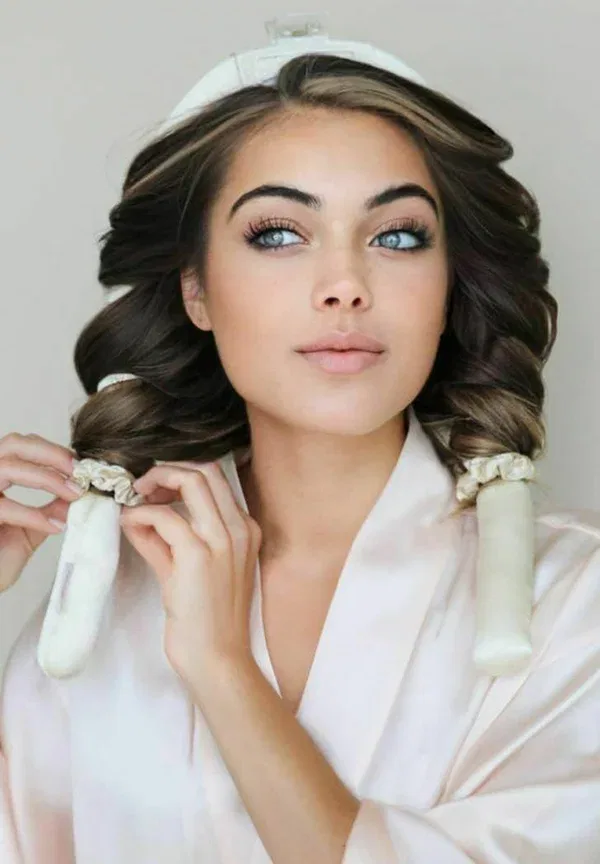 Набор для завивки волос из шелка Mulberrysilk medium Lenoites, золотистый песок — фото 3