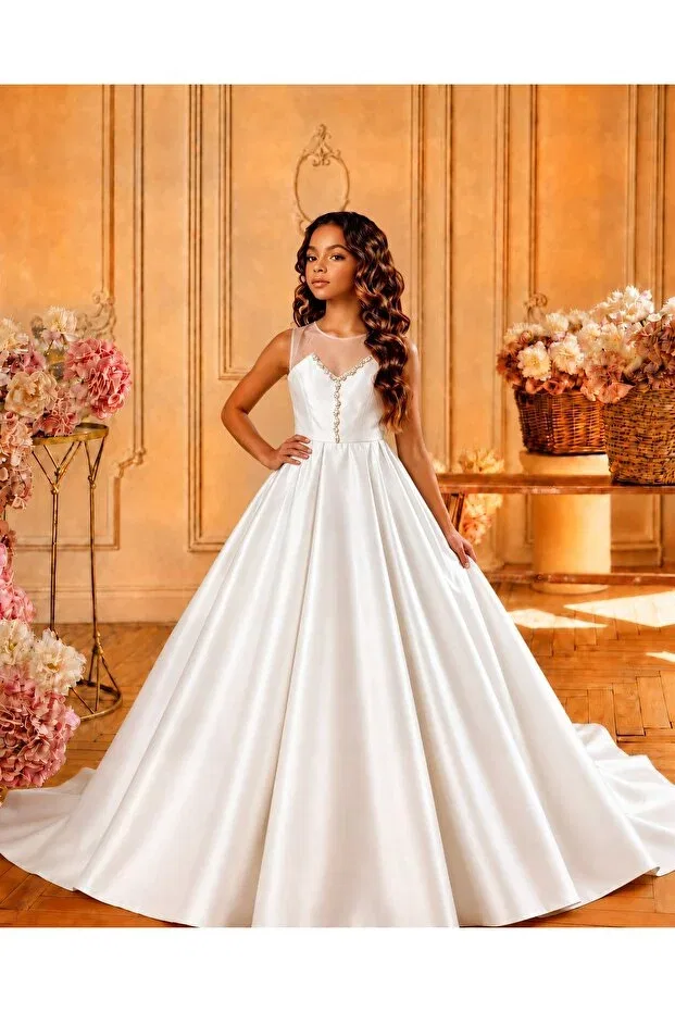 Детское платье для девочек с пайетками Nora Dress Mini Luxe, White