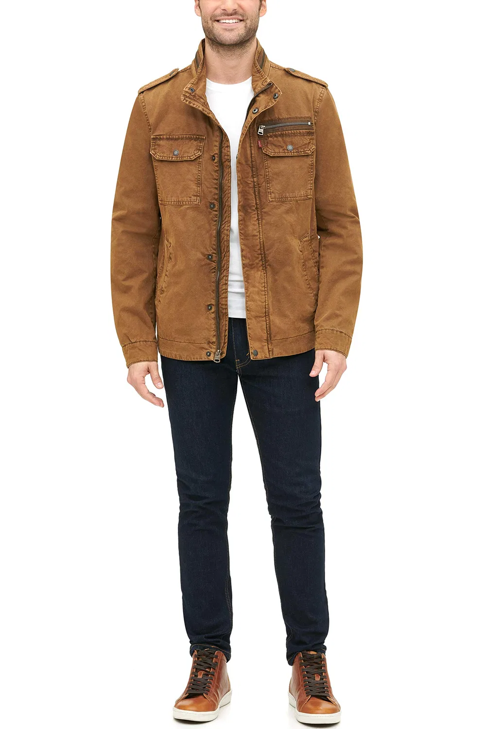 Мужская куртка из хлопка Military Jacket Levi's, Worker Brown Blank — фото 3