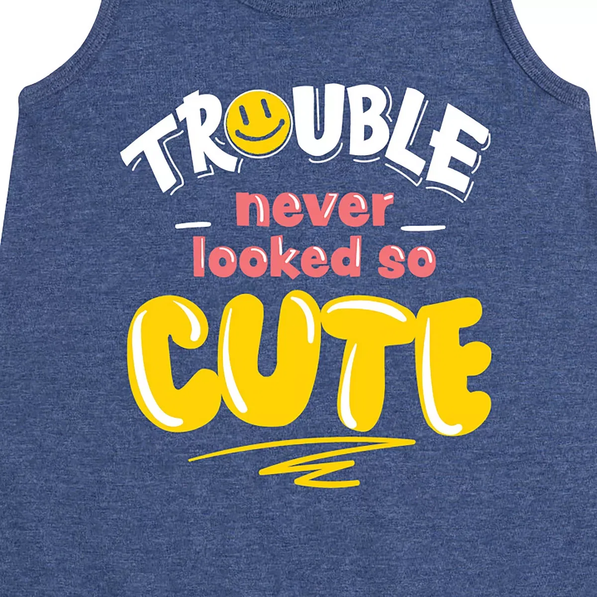 Детское платье-трапеция для девочек без рукавов Trouble Never Looked So Cute Instant Message, Heather Navy — фото 2
