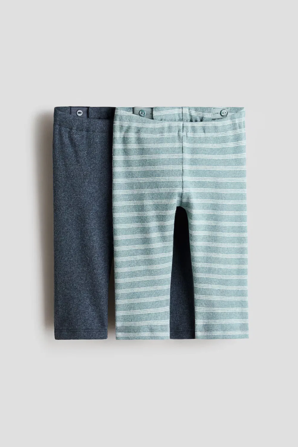 Комплект из 2 ребристых хлопковых леггинсов H&M, Dunkelblau/Türkis