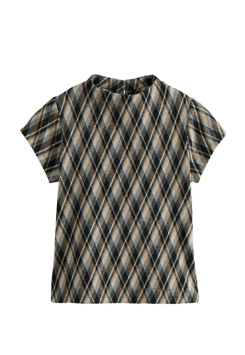 Блузка в клетку с короткими рукавами Next, Grey Blue