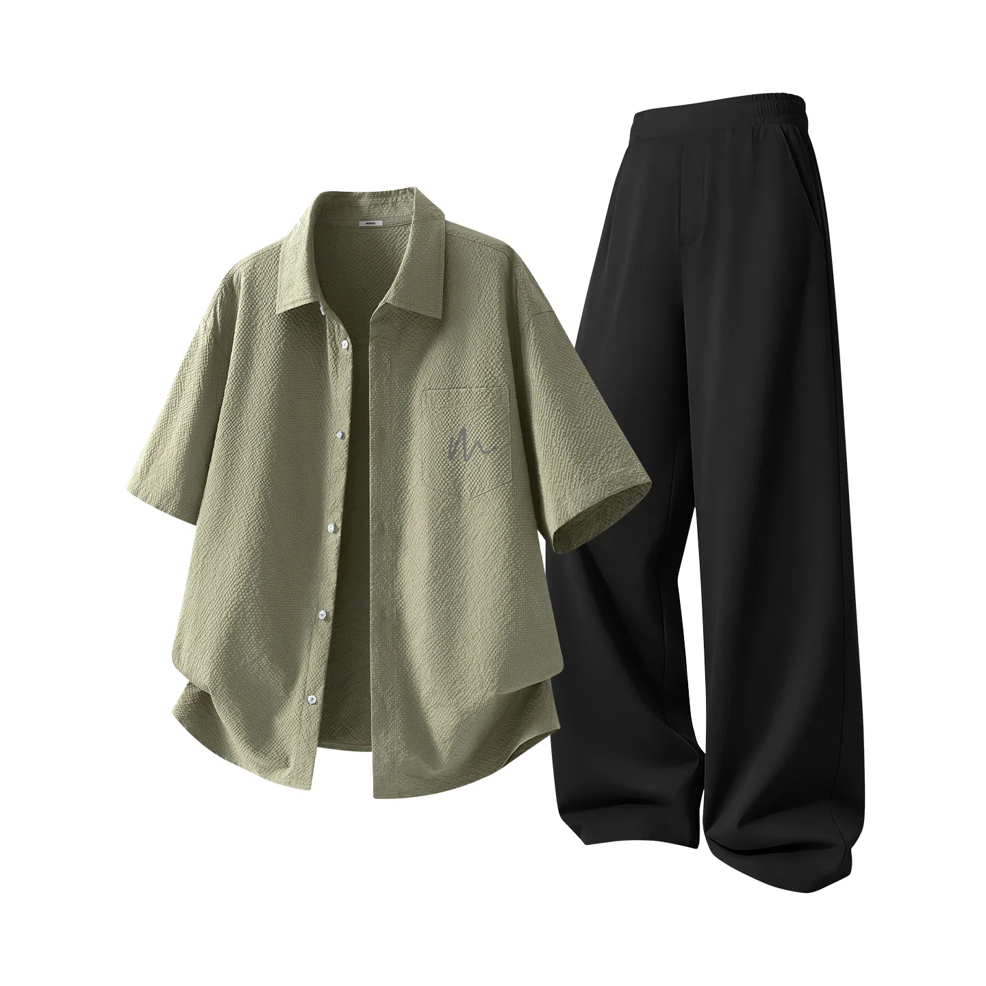 Детский комплект из футболок с коротким рукавом MINISO, Mugwort Green + Black