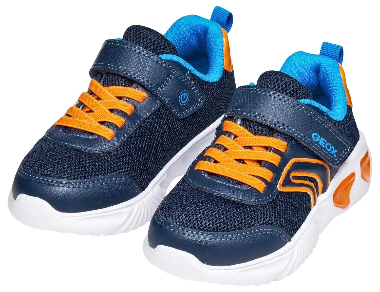 Детские кроссовки для мальчиков с подсветкой J Assister Boy C Geox, Navy Orange — фото 4
