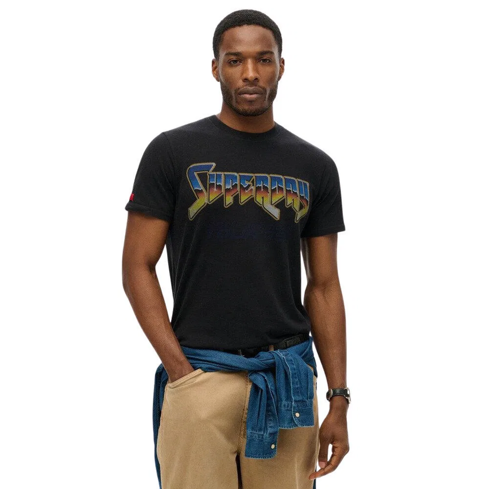 Мужская футболка с принтом Rockband Superdry, Schwarz — фото 2