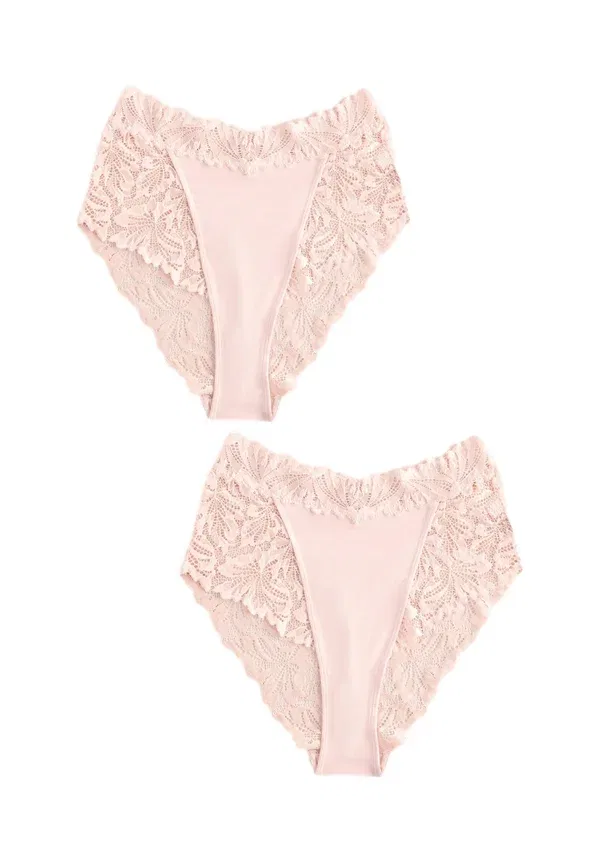 Трусы, кружевные, High rise leg fit - comfort 2 pack, Next, light pink, светло-розовый — фото 4