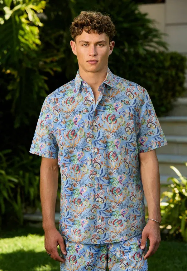 Рубашка с принтом Paisley Regular fit signature texta short sleeve shirt Next, Multicolour, мультиколор — фото 2