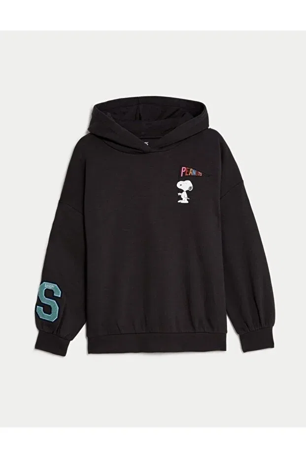 Детское худи с капюшоном с принтом Snoopy Hooded Sweatshirt Marks & Spencer, Gray — фото 2