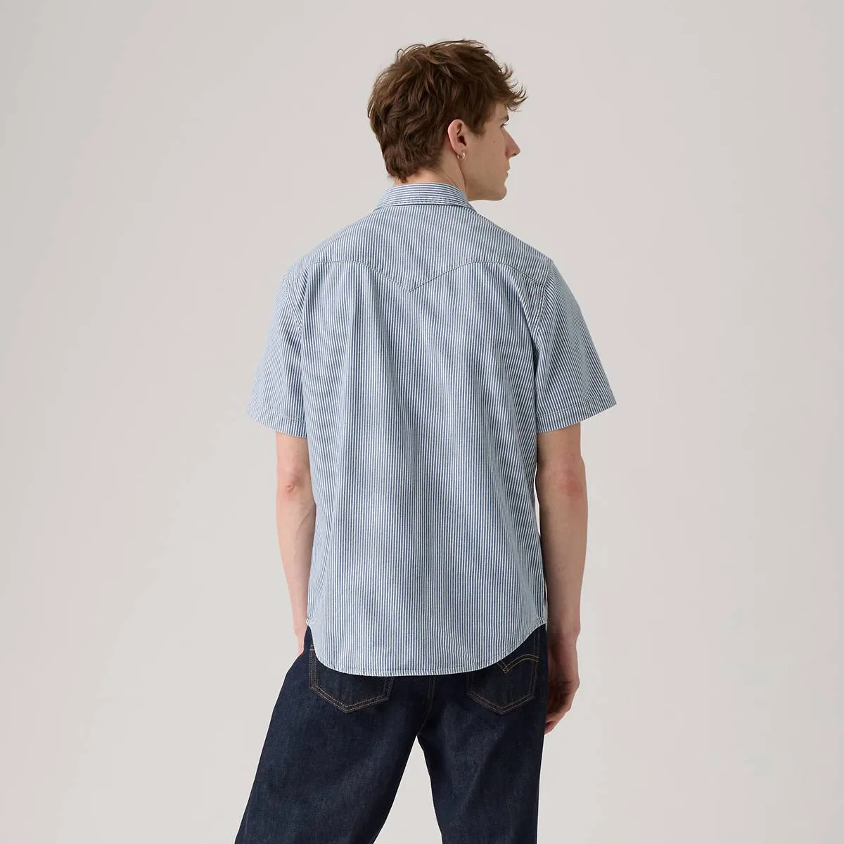 Классическая стандартная рубашка в западном стиле с коротким рукавом Levi's, Picadilly Stripes - Medium Wash — фото 3