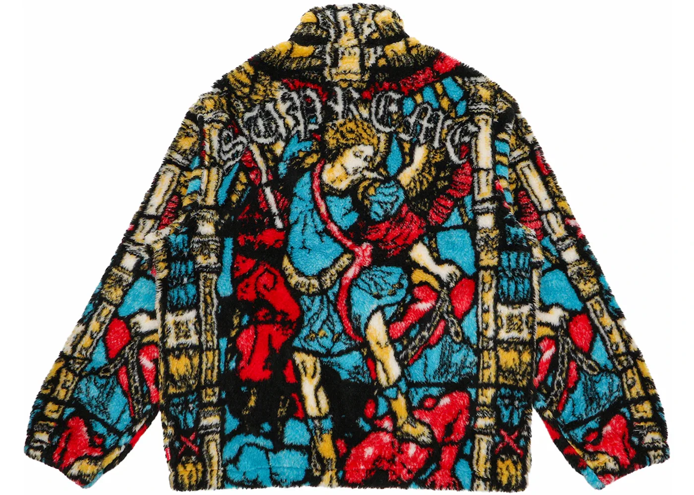 Мужская флисовая куртка с принтом Saint Michael Supreme, White — фото 2