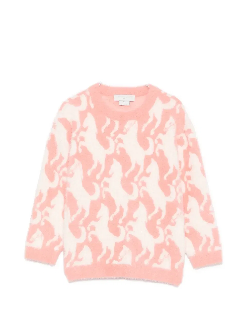 Джемпер с длинными рукавами и лошадиным интарсийным узором Stella Mccartney Kids, розовый