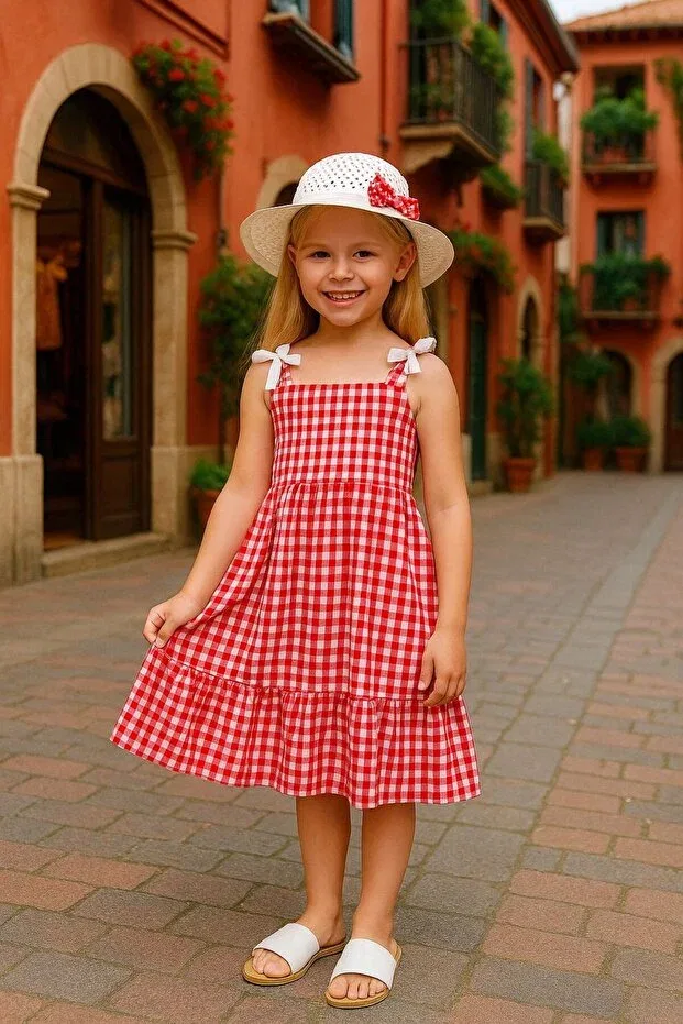 Детское платье для девочек с принтом Tricotone Dress Axxan, Red — фото 3