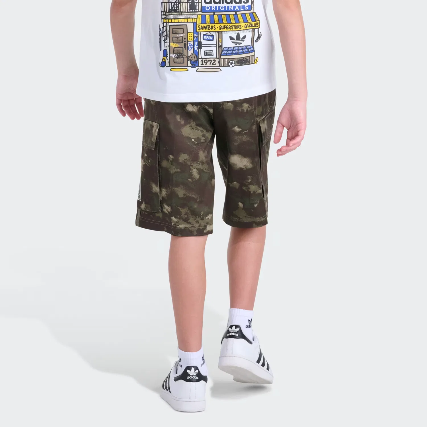 Детские удлиненные шорты с камуфляжным принтом Adidas Originals, Night Cargo