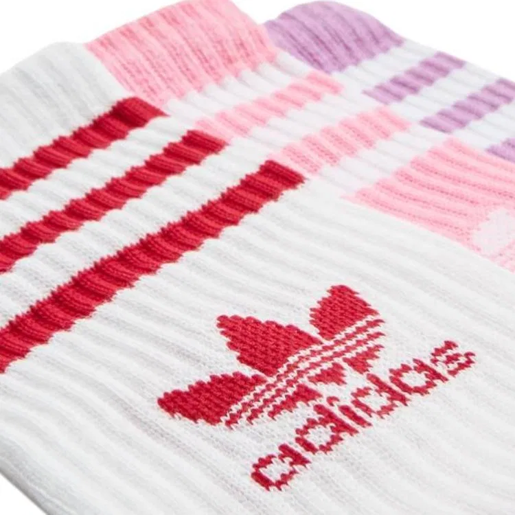 Детские носки-гольфы с длинным голенищем, комплект из 3 пар, Adidas Originals, Purple Pink White — фото 3