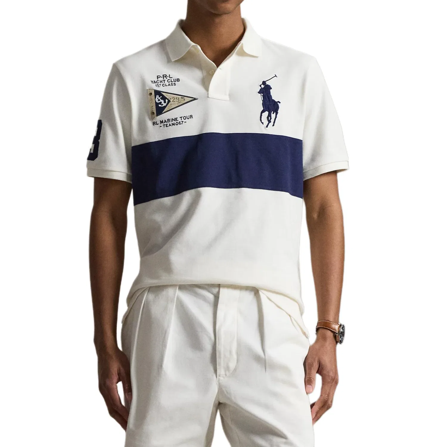 Мужское поло с коротким рукавом Big Pony SS26 Custom Slim Fit, Polo Ralph Lauren, Marine Blue & Nevis Blue — фото 3