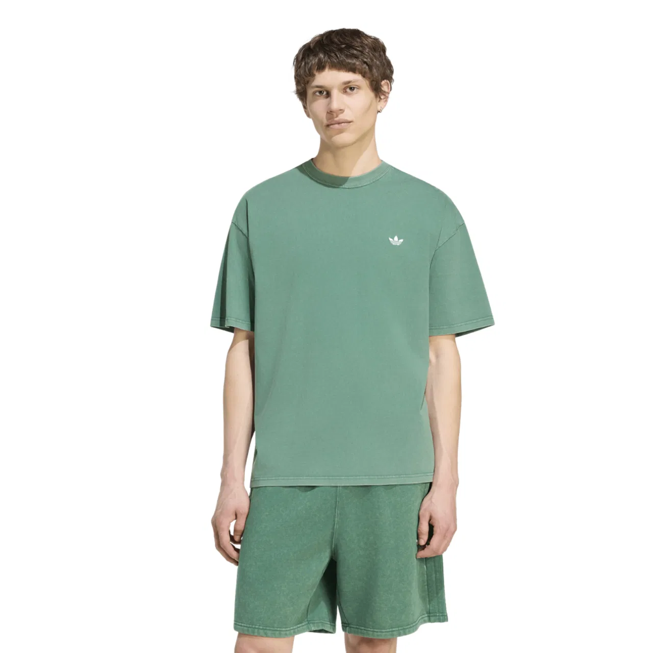 Футболка мужская Trefoil Ess Washed Loose Shoulder Tee Adidas, цвет Collegiate Green