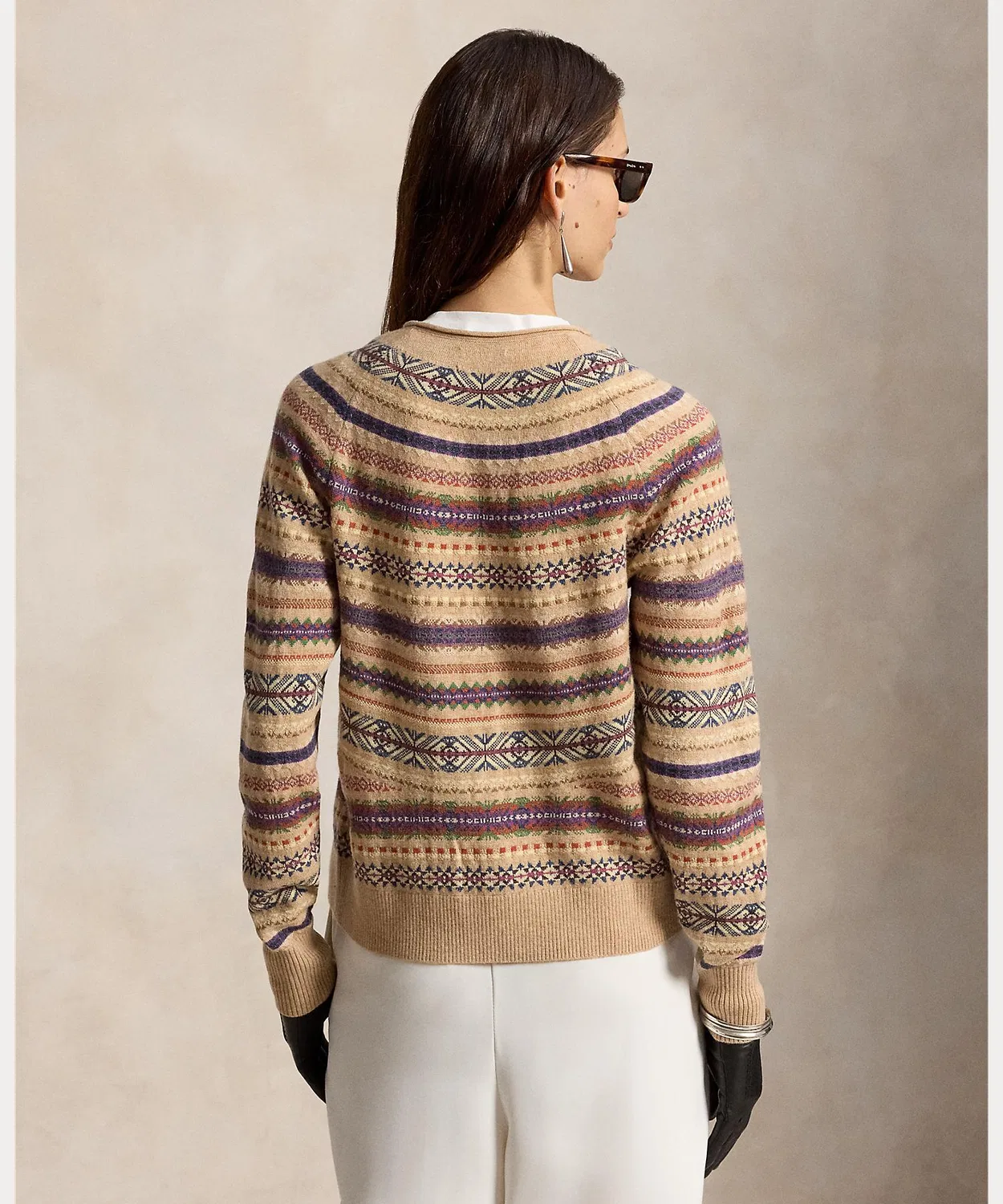 Женский кардиган с принтом Fair Isle из шерстяного микса POLO RALPH LAUREN, Коричневый — фото 4
