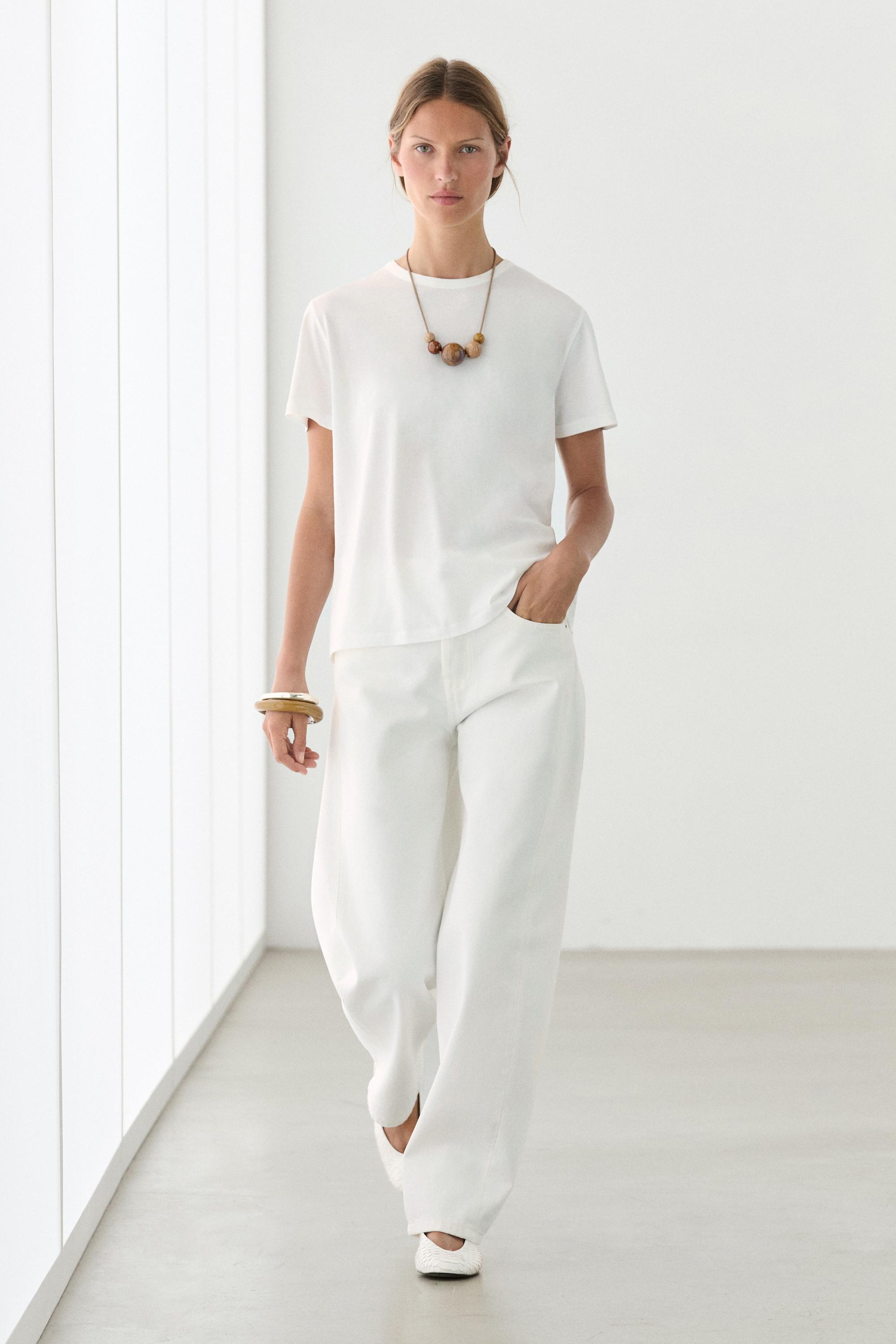 Футболка Massimo Dutti 100% Cotton Short-sleeve, белый — фото 3