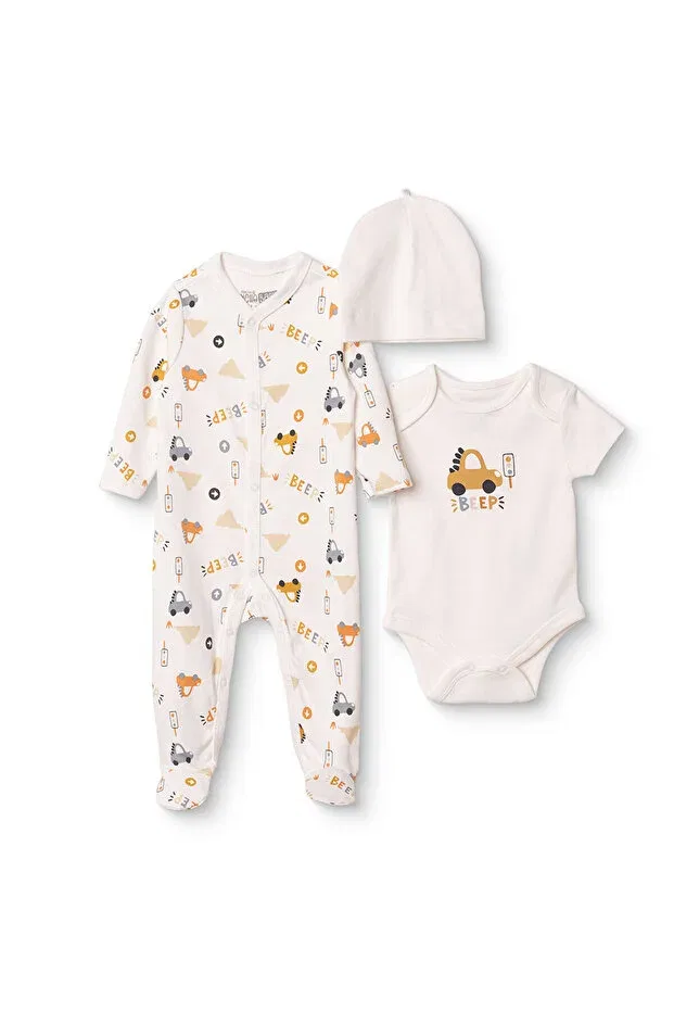 Детский комбинезон для мальчиков с принтом Ebebek Hello Baby, Ecru