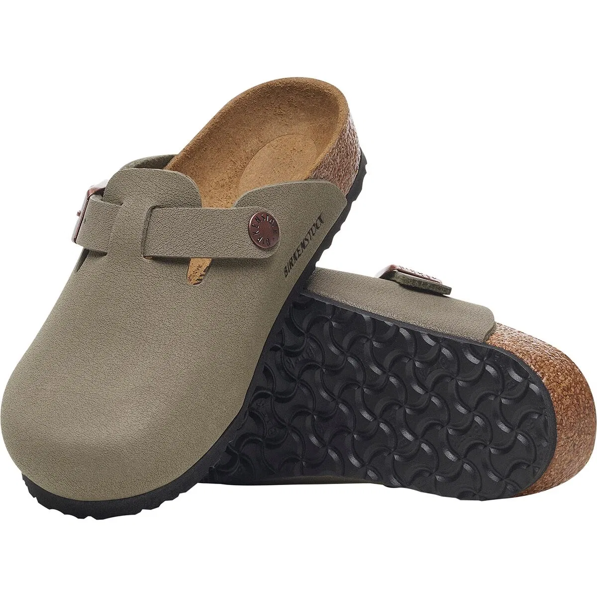 Детские сабо для мальчиков с контурной стелькой Boston clog Birkenstock, Stone Birkibuc — фото 4