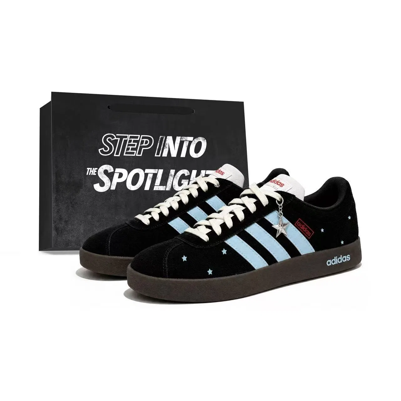 Детские кроссовки-скейтборд с принтом VL COURT 2.0 Adidas, Blue Black