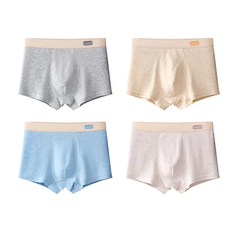 Детские трусы боксеры хлопковые 4 шт. Red bean, Fog Gray + Apricot + Sky Blue + Gray Purple