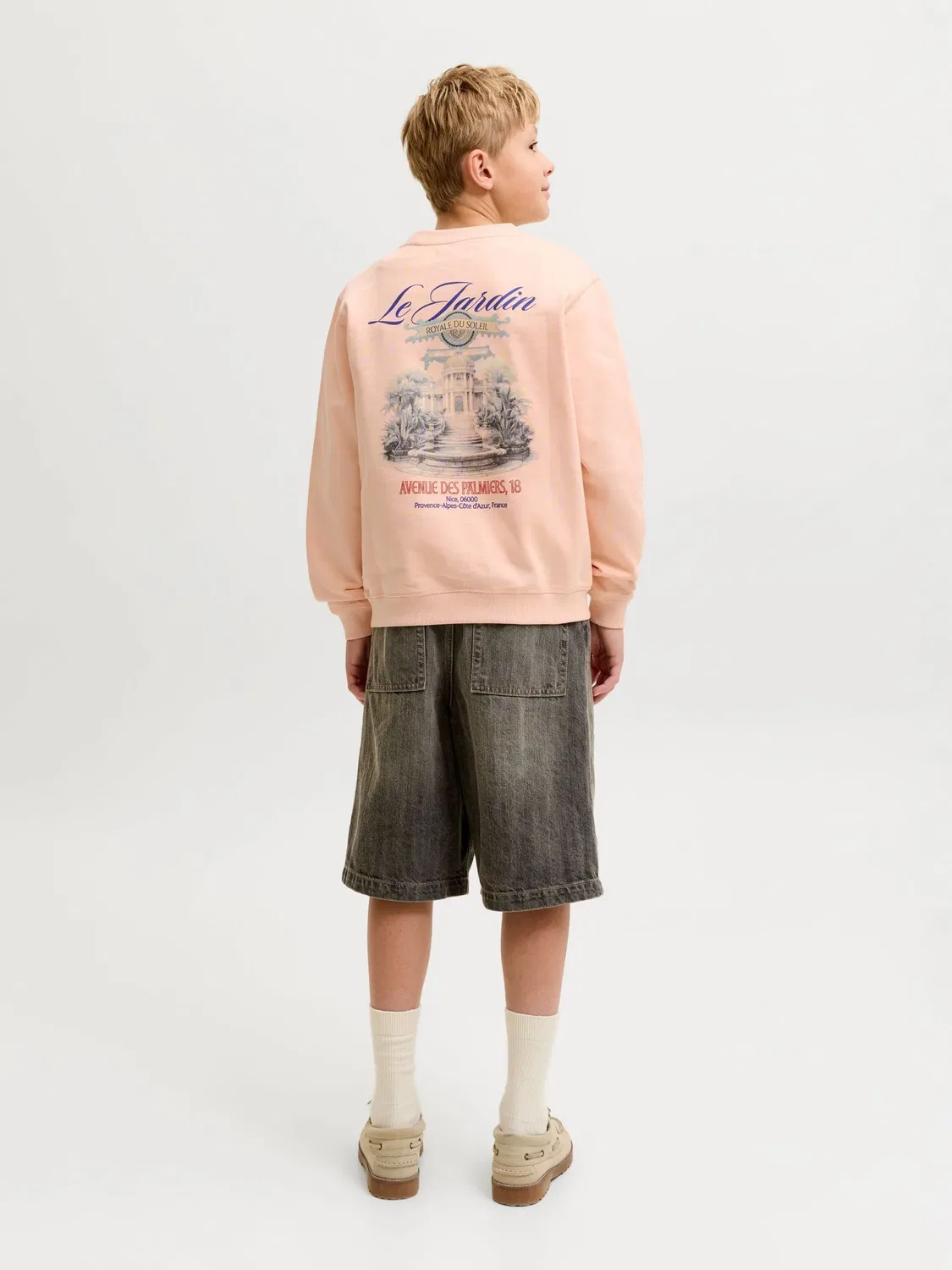 Свитшот с принтом Peach Melba Jack & Jones Junior, персиковый — фото 4