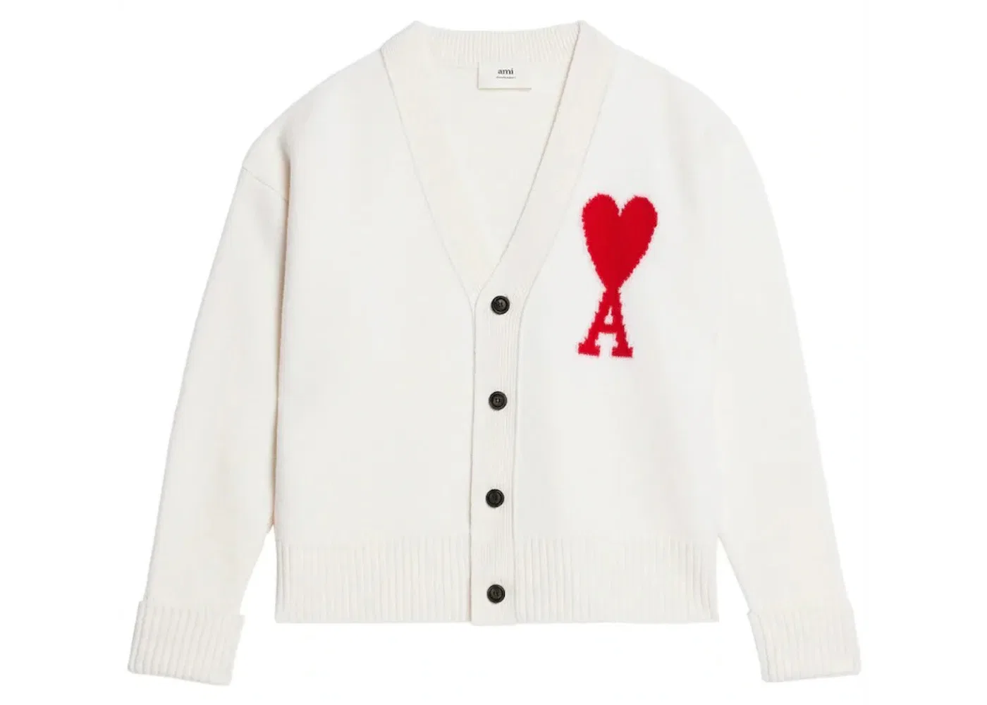 Унисекс-кардиган с длинным рукавом Ami Paris, Off White/Red