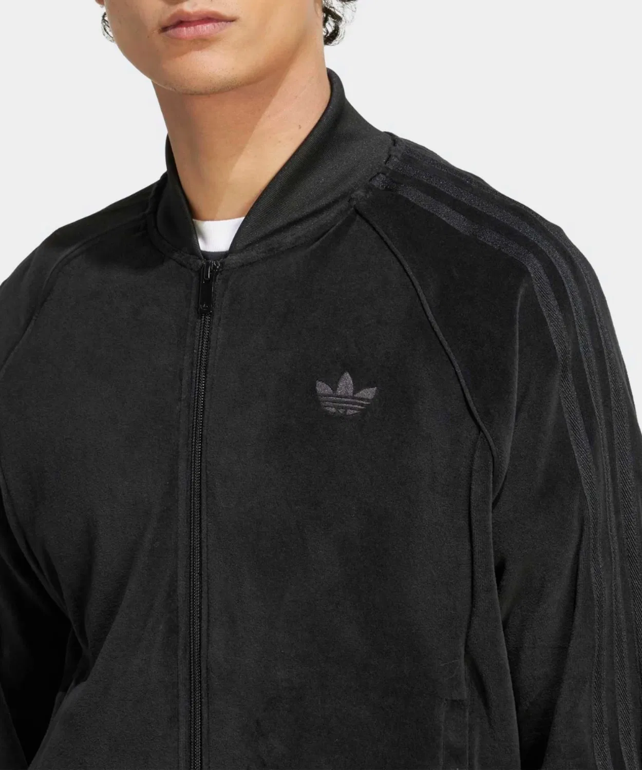 Мужская куртка-трактор из велюра с молнией Adidas Originals, Black — фото 4