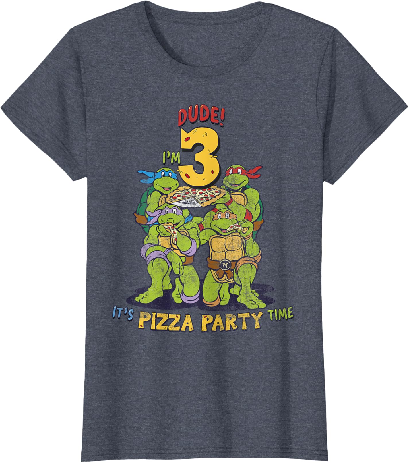 

Женская футболка Teenage Mutant Ninja Turtles I'm 3 Dude Pizza Birthday Party, синий вереск