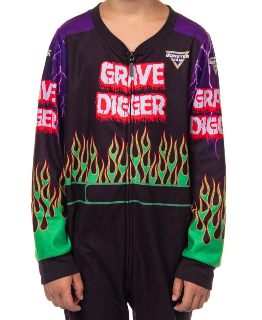 Детский комбинезон-пижама с капюшоном, с принтом Monster Jam Monster Jam, Black — фото 2