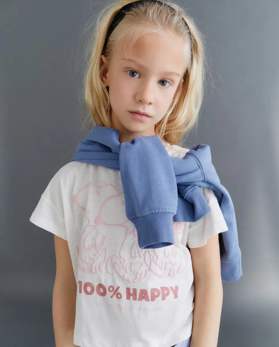 

Футболка для девочек с короткими рукавами и принтом Снупи Kids El Corte Inglés, белый