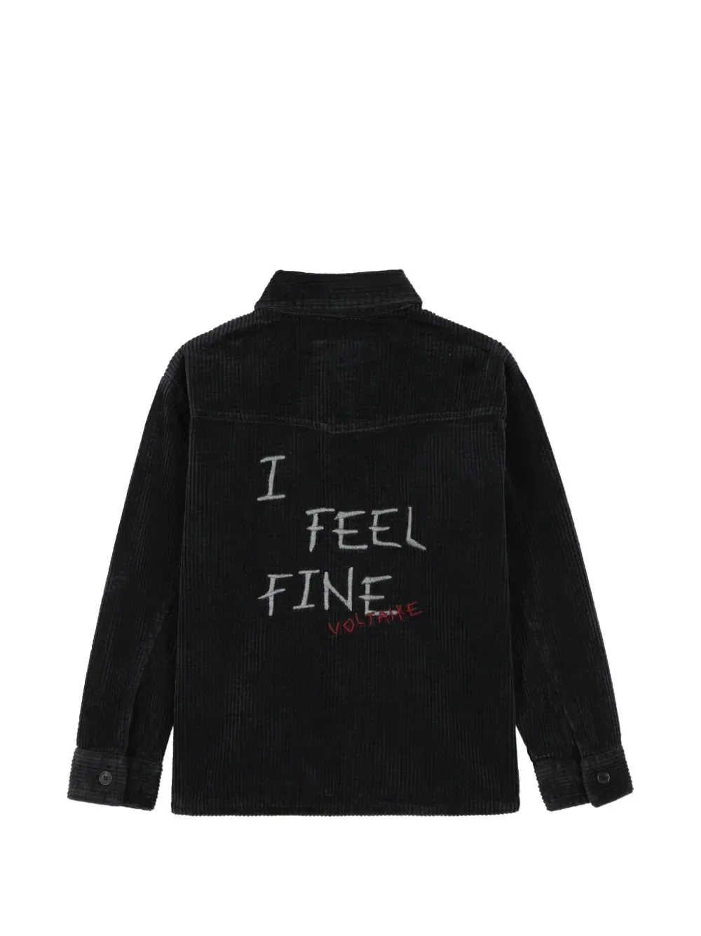 Вельветовая рубашка с вышивкой Zadig & Voltaire Kids, черный — фото 2
