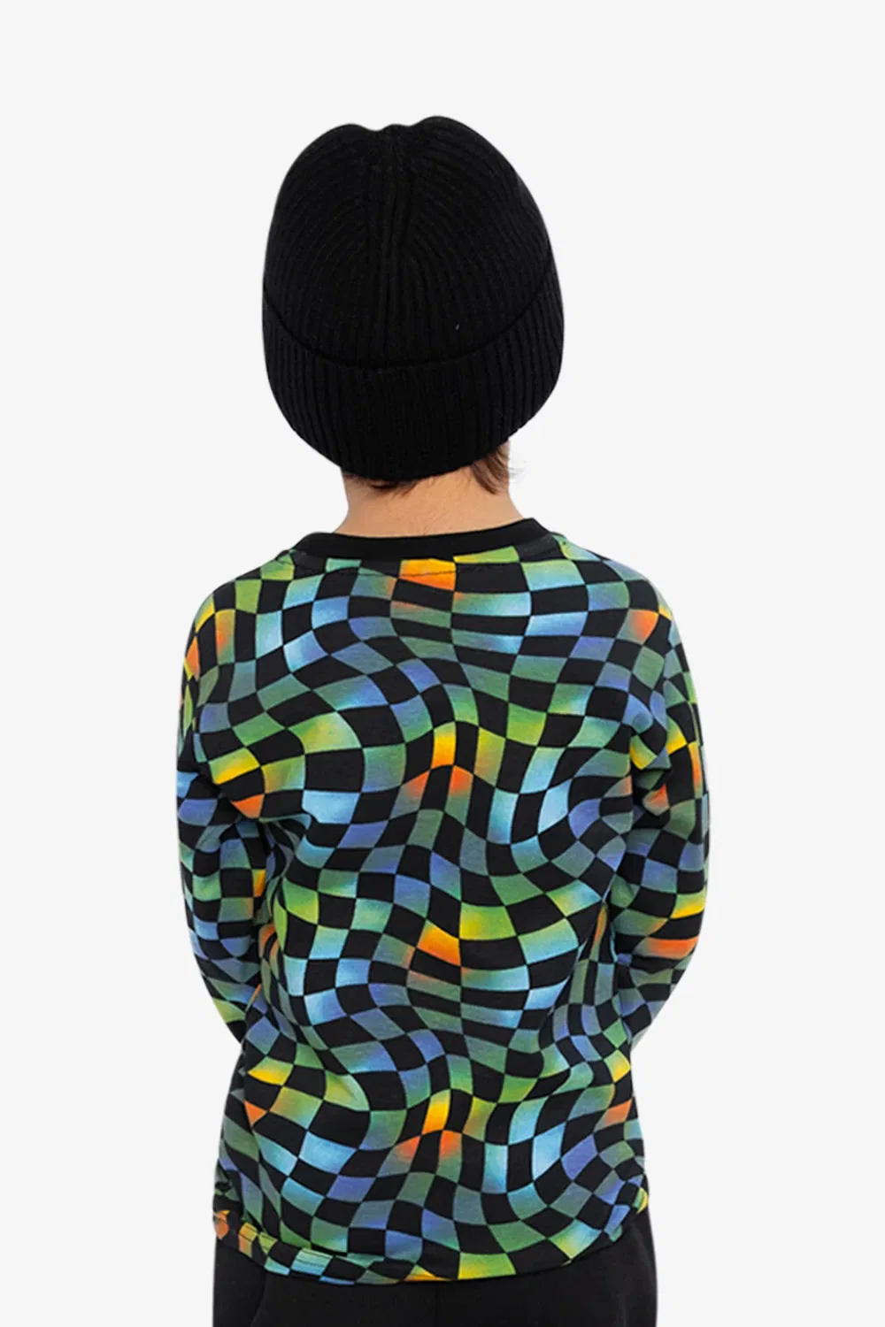 Детский лонгслив с длинным рукавом и принтом Blue Checkered Print Deux par Deux, Blue Checkered Print — фото 4