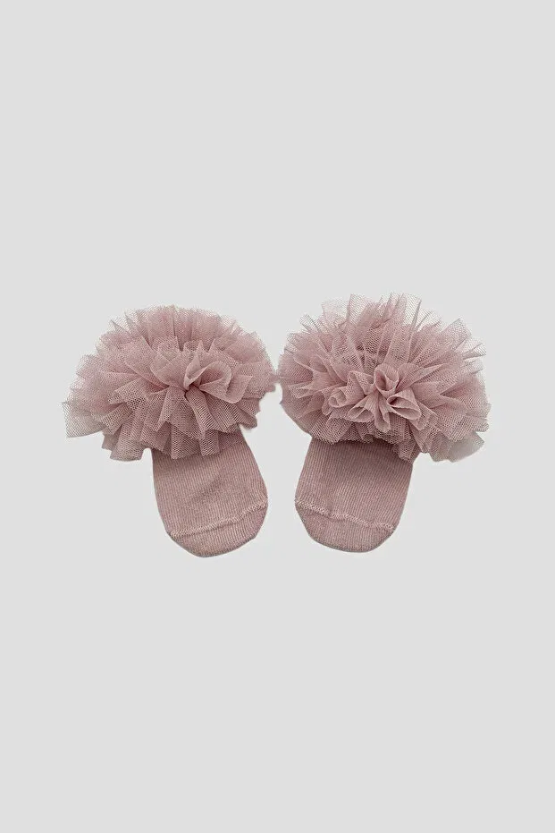 Детские пинетки-носочки для девочек с оборкой Defne Baby, Dark Pink — фото 2
