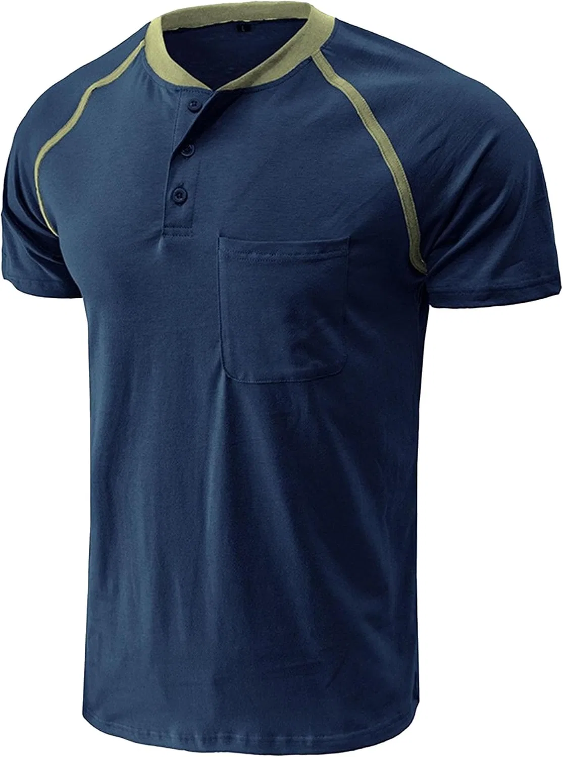 Мужская стильная футболка поло Henley с карманом, Blue