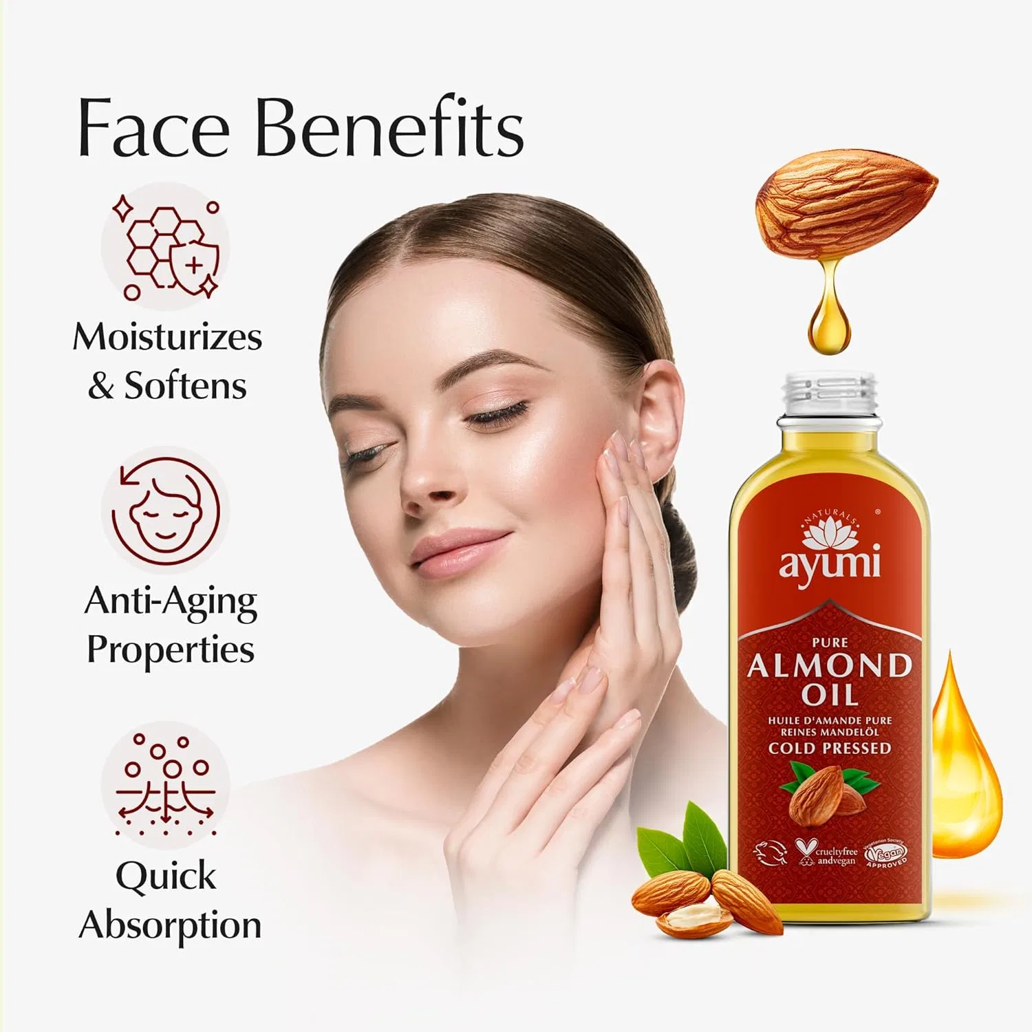 Масло для тела Ayumi Pure Almond Oil, 3 x 150 мл — фото 2