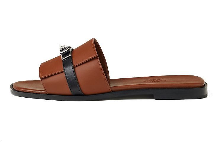 HERMES Тапочки-слайды Giulia, женские, коричневые