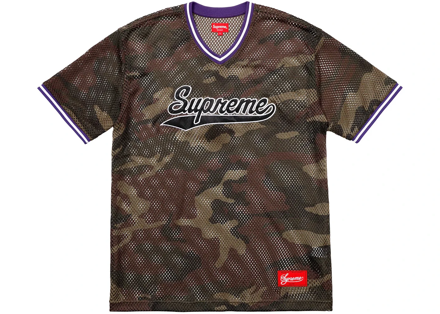 Мужская джерси Supreme Mesh Baseball Top Woodland Camo, Woodland Camo