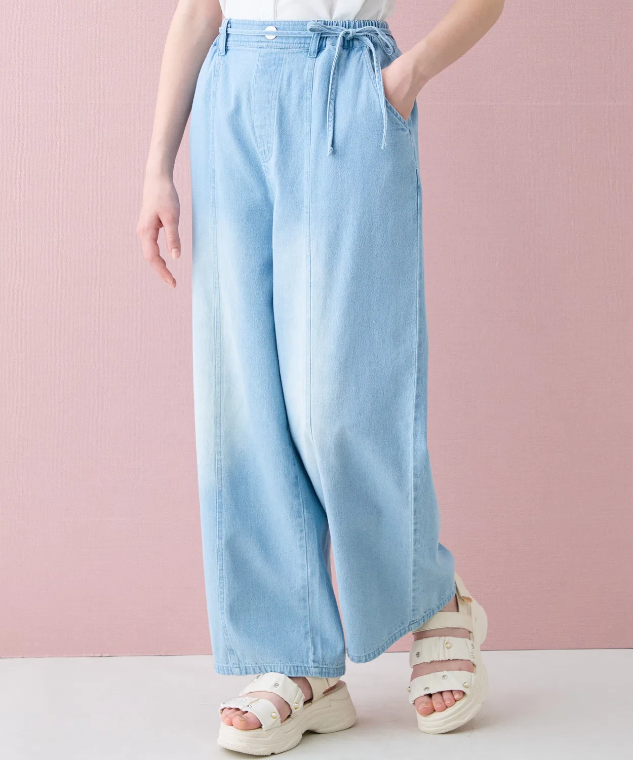 Детские джинсы для девочек с вышивкой логотипа, широкие Amourire girl, Sax Blue