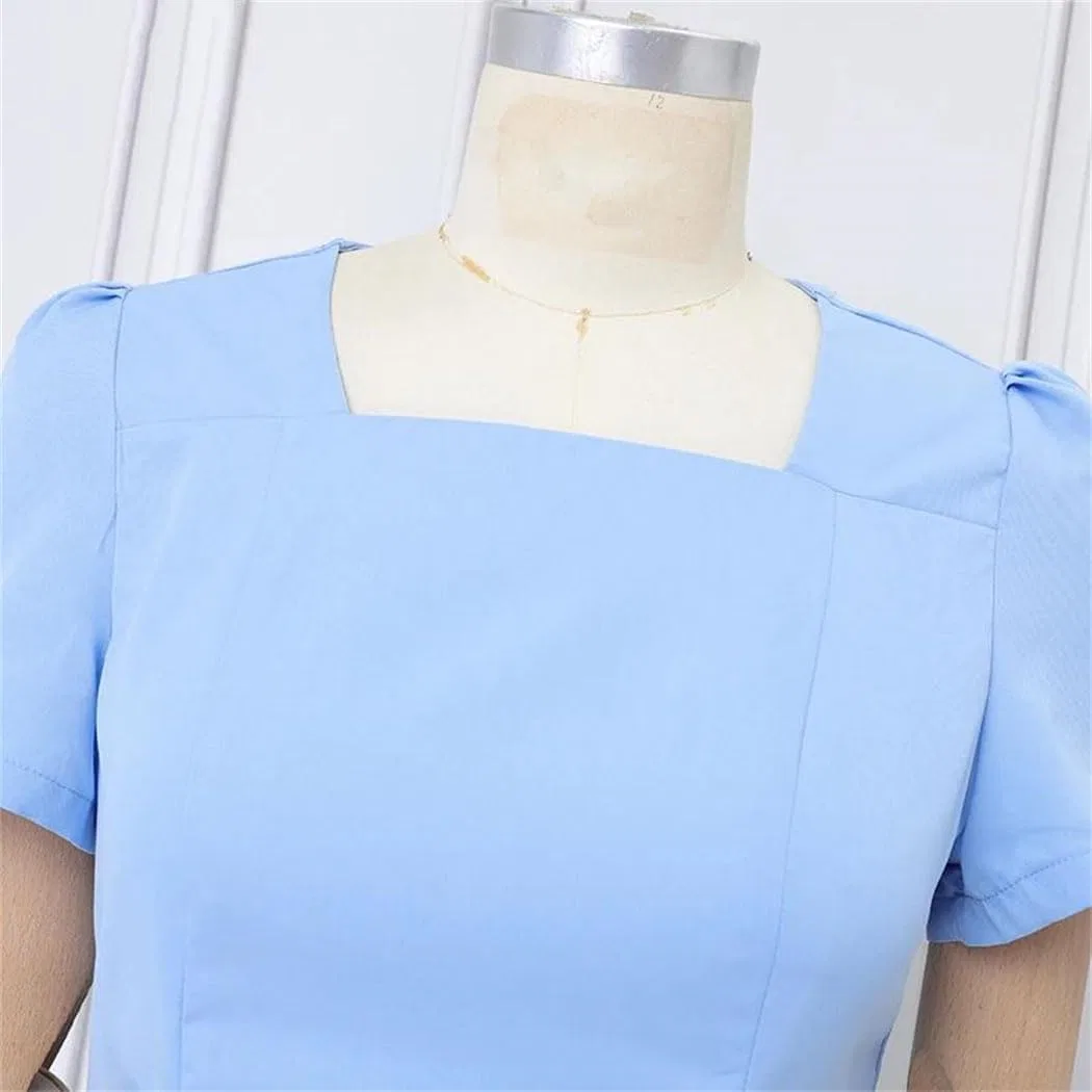 Женское элегантное платье миди с поясом, Blue — фото 3