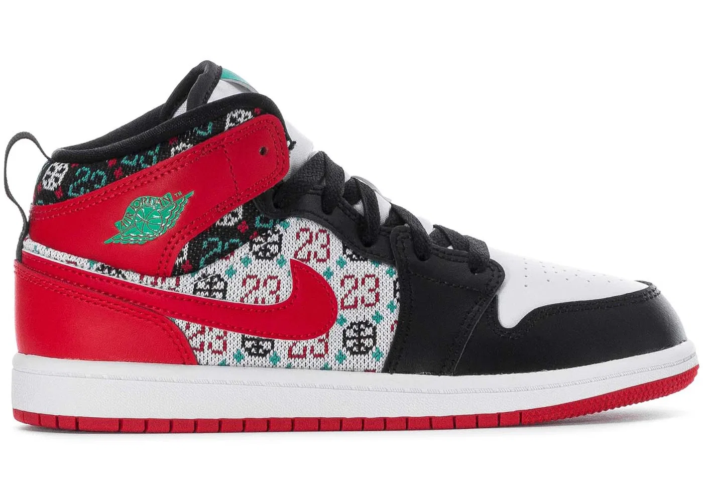 Детские кроссовки Lifestyle Jordan 1 Mid SE, White/University Red/Black/Roma Green