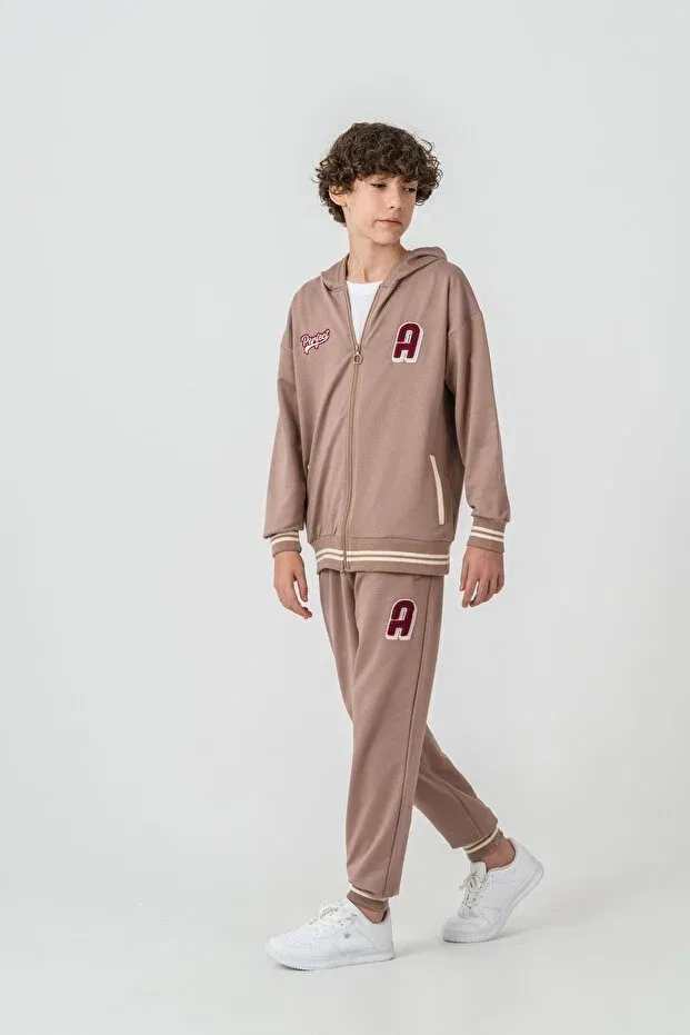 Детский спортивный комплект для мальчиков с принтом Mışıl Kids, Beige — фото 2